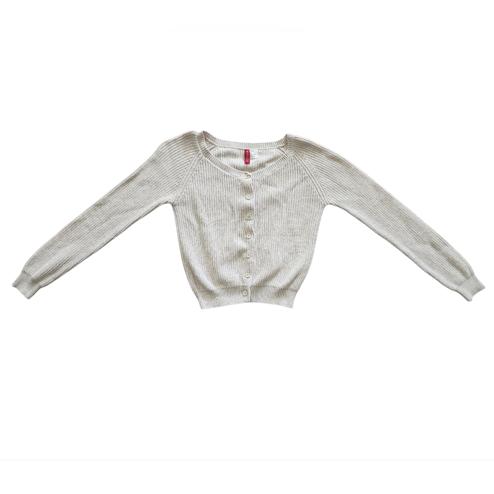​H&M Divided Cropped Button-Up Cardigan - Cream / Off-White - Size 2​ (XS)